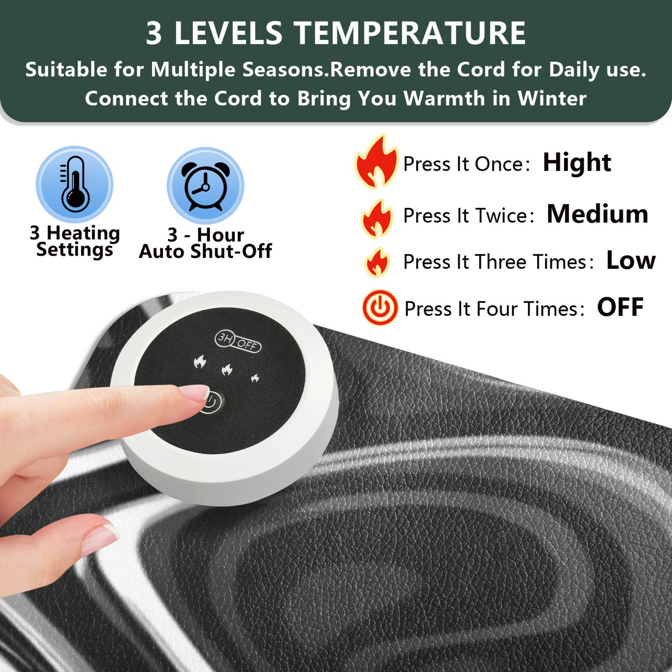 Large Heated Desk Mat Mouse Pad 31.5"x13"PU Leather Graphene Heating Desk Warmer with 3 Temperature Settings 110V US Plug Non-Slip Warm Pad for Home, Office, and Gaming Matte Black Flowing Lines