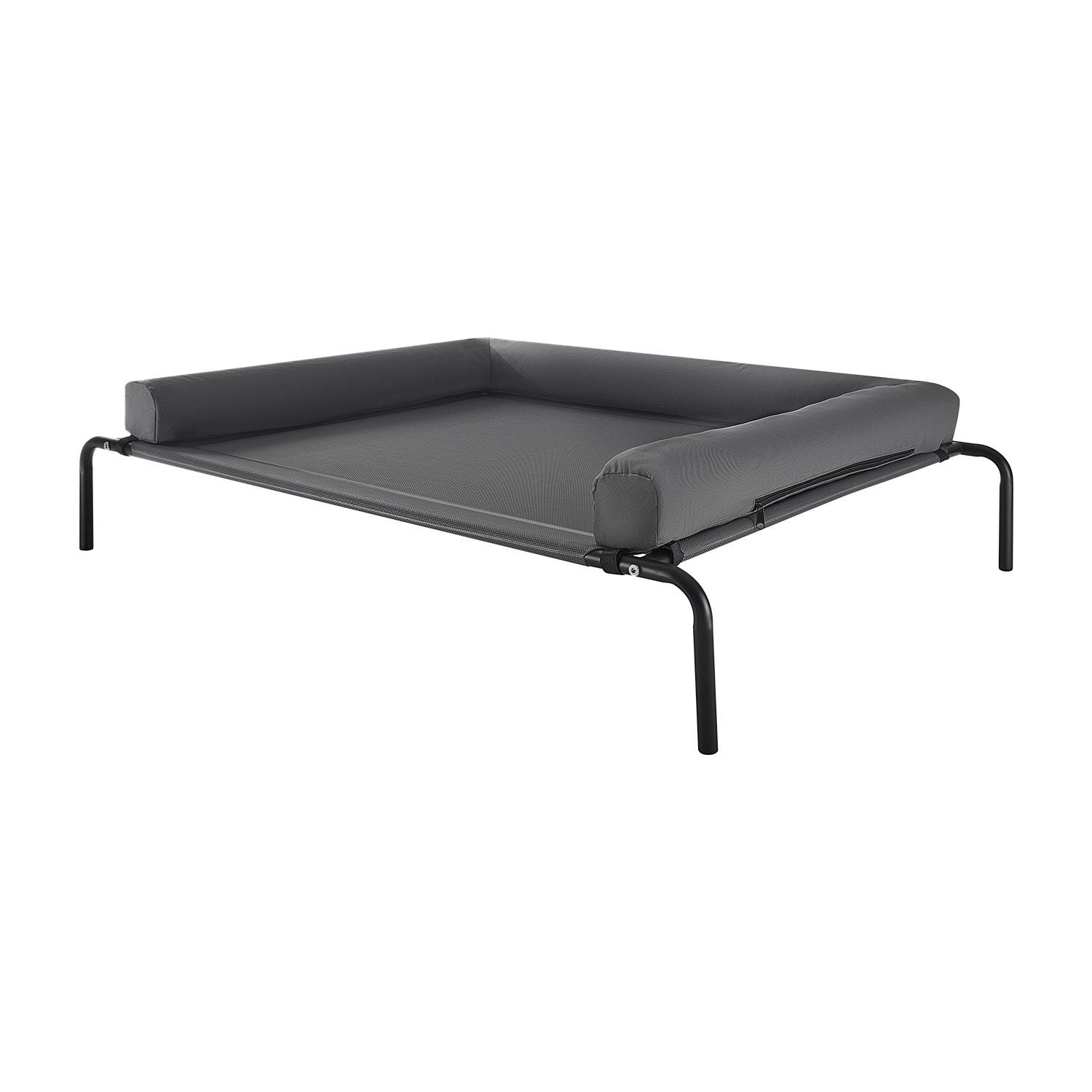 Elevated Dog Bed for Large Breeds, Portable Raised Cot with Washable Pillow, Indoor Outdoor Cooling Hammock with Steel Frame, XL Gray