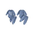 thumbnail image 2 of Cjfdfy Newborn Baby Boy Fall Outfit Mama's Boy Embroidery Ribbed Long Sleeve Romper Elastic Waist Pants 2 Piece Set Infant Cute Coming Home Fall Winter 0-12M, 2 of 9