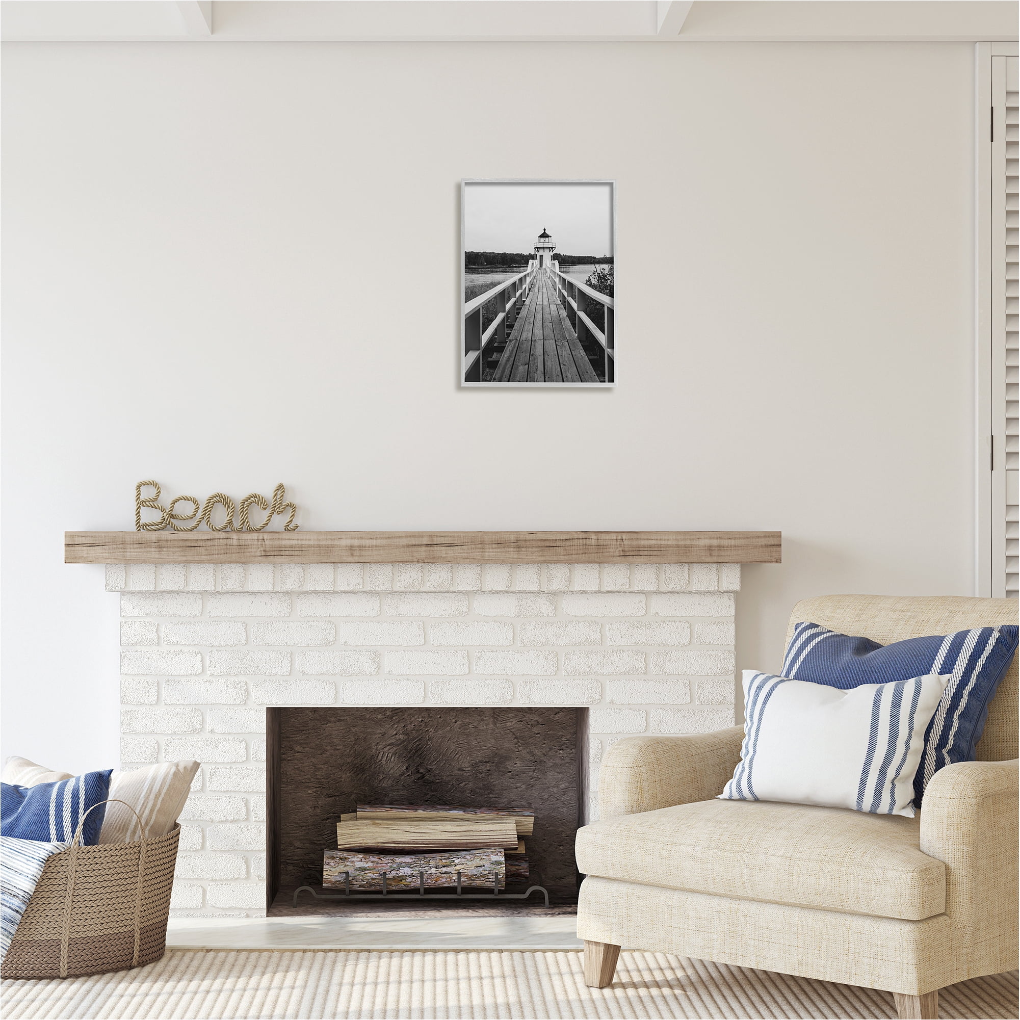 Stupell Industries Rustic Lighthouse Photography Landscape Photography Gray Framed Art Print Wall Art, 16 x 20