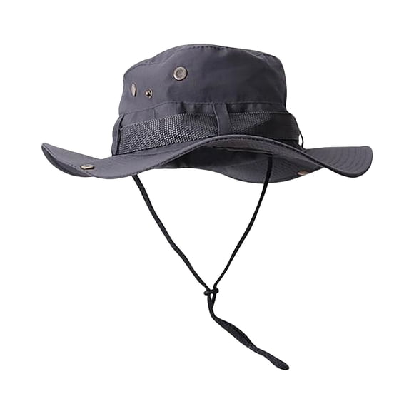 Penkiiy Women Men Bucket Hats with String Wide Brim Hiking Fishing UV Sun Protection Unisex Boonie Hat 4 Years Gray