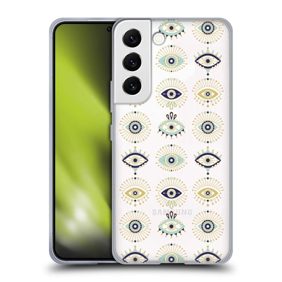 Head Case Designs Officially Licensed Cat Coquillette Linear White Evil Eyes Pattern Soft Gel Case Compatible with Samsung Galaxy S22 5G