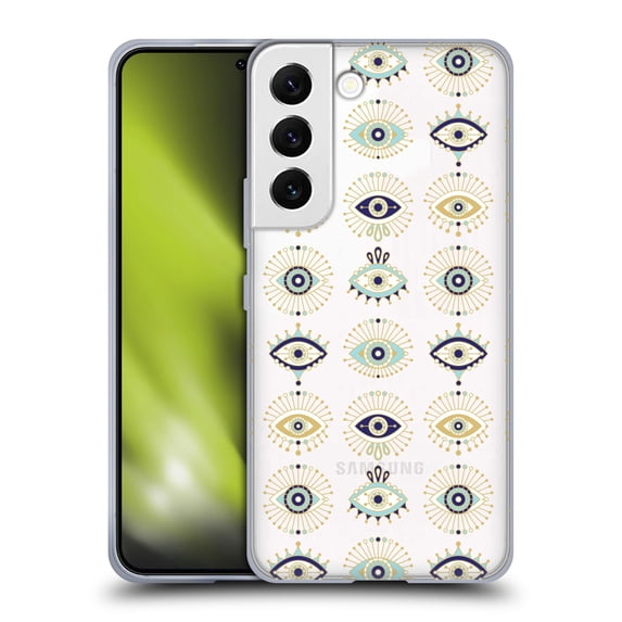 Head Case Designs Officially Licensed Cat Coquillette Linear White Evil Eyes Pattern Soft Gel Case Compatible with Samsung Galaxy S22 5G
