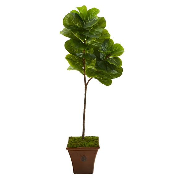 5ft. Fiddle Leaf Artificial Tree in Brown Planter (Real Touch)