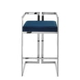 thumbnail image 3 of Inspired Home Aarna Upholstered Velvet Bar & Counter Stool with Chrome Base, (set of 2), Navy, 3 of 8