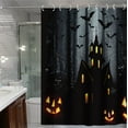 thumbnail image 5 of Zhourta Halloween Pumpkin Bath Mat Curtain 4 Piece Set U-Shape Toilet Mat Shower Liner with Hooks for Bathroom Decoration, 5 of 9