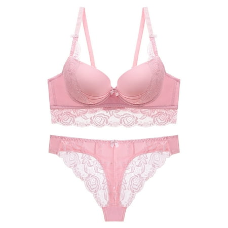 

Zuwimk Women S Exotic Lingerie Sets Womens Garter Lingerie Set Bra and Panty Sets 2 Piece Lace Underwear Pink 75B