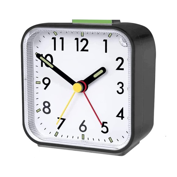 Analog väckarklocka utan tickande med ljus och snooze-funktion och toppknapp, högt alarm, tyst väckarklocka, batteridriven