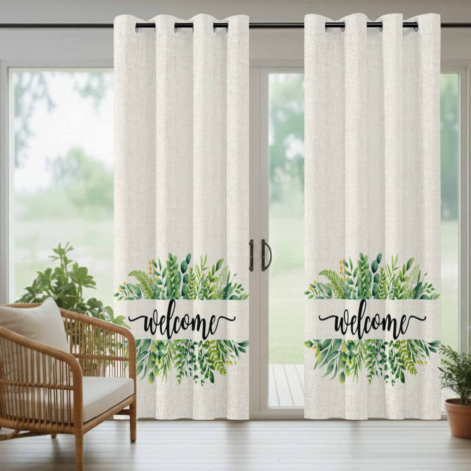 Outdoor Curtains for Patio Waterproof, Eucalyptus Leaves Outdoor Privacy Panels Grommet, Farmhouse Vintage Green Leaf Branches Blackout Outside Curtains for Porch/Cabana 54"x108", 1 Panel