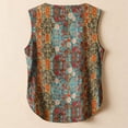 thumbnail image 4 of cotton linen tops for women Sleeveless Shirt Button V Neck Trendy T-Shirts Summer Lightweight Beach Vacation Outfits, 4 of 5
