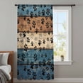thumbnail image 3 of Navy Blue Brown Semi Sheer Curtains Drapes for Living Room, Bedroom, French Doors Window 63 Inches Long, Rustic Farmhouse Dog Paw Vintage Rod Pocket Chiffon Curtain Drapery Voile Draperies Panel, 3 of 8