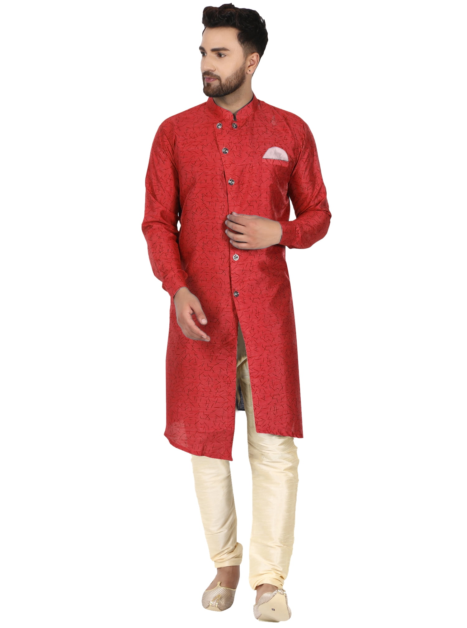 SKAVIJ Art Silk Kurta Pajama for Men Indian Festival Wedding Party Dress Suit