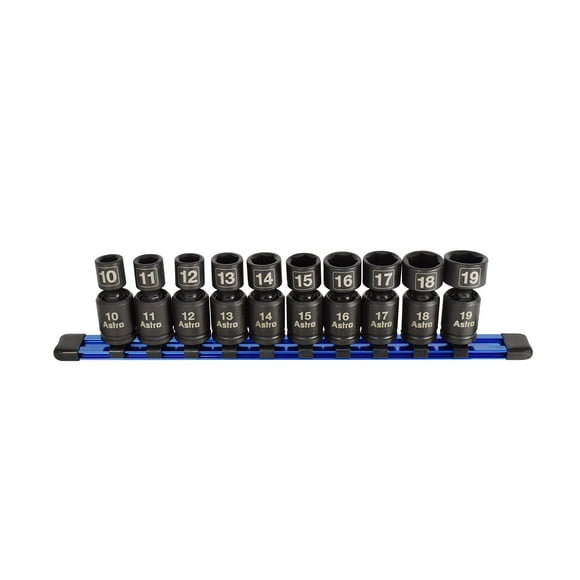 Astro Pneumatic Tool 78344 Metric 3/8" Drive Nano Pinless Universal Impact Sockets (10Piece)