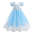 thumbnail image 1 of Xuewenshw Robe de Fête pour Enfants Filles Manches Nœud Dentelle Patchwork Maille Popeline Robe Performance Imprimé Visage, 1 of 7