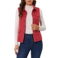 thumbnail image 1 of INSPIRE CHIC Women's Utility Cargo Vest Button Up Faux Suede Sleeveless Jacket L Dull Red, 1 of 6