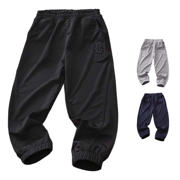 Boy Sweatpants Elastic Waist Jogger Baggy with Pockets Solid Pants Activewear Pants Kids 8-9 Years