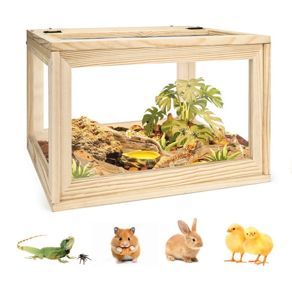 Large Hamster Cages And Habitats, Wooden Chicken Brooder Box, Small Animal Cage, Reptile Tank, Bearded Dragon Tank, 20" L x 12" W x 12" H