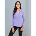 thumbnail image 4 of Women'S 1/4 Zip Shirts UPF 50+ Sun Protection Pullover Long Sleeve Quick Dry Workout Hiking Athletic Shirts Violet S, 4 of 7