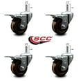 thumbnail image 2 of 4 Inch High Temp Phenolic Swivel 7/16 Inch Stem Caster Set with Total Lock Brake, 2 of 2