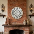 thumbnail image 2 of MODE HOME Large Farmhouse Wall Clocks, 24 Inch French Vintage Wooden Wall Clocks, Battery Operated Silent Wall Clock for Living Room,Kitchen,Bedroom (Brown), 2 of 7