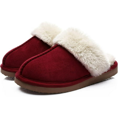 

Men s Women s Cozy Faux Fur Slippers Soft Memory Foam Warm House Shoes with Anti-Skid Sole Indoor Outdoor