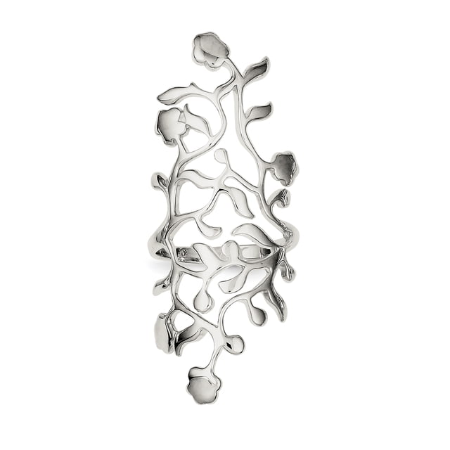 925 Sterling Silver Vines Full Finger Ring Flower Leaf