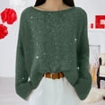 thumbnail image 2 of ZJXFGS Fashion Clothing Womens Long Sleeve Shirts Fall Sweater Sequin Blouse Holiday Outfits For Women Women'S Sweaters Cable Knot Sweater Women Blackish Green L, 2 of 6