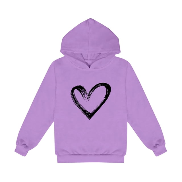 2025 1-14 Ans Garçons et Filles Sweat à Capuche Manches Longues T-Shirt Imprimé Sweat à Capuche Violet