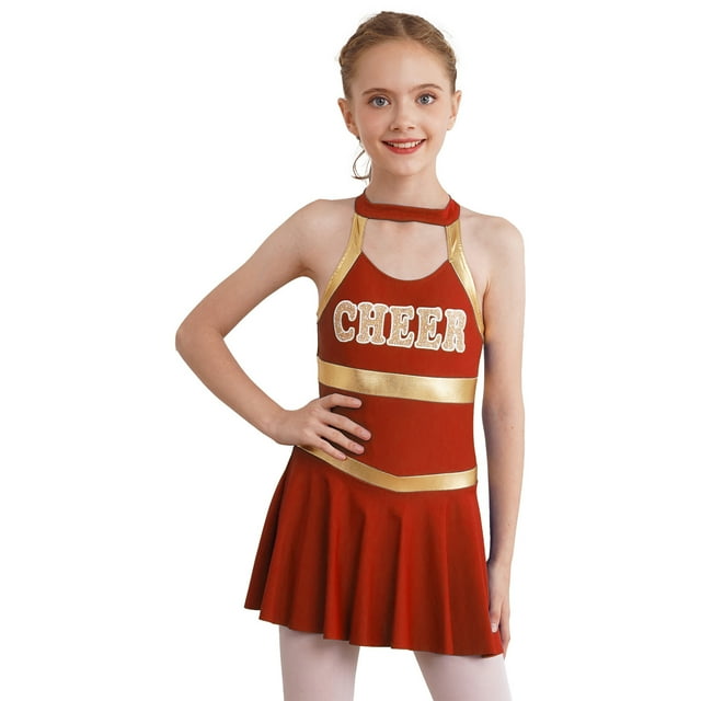 YiZYiF Costume de Danse Cheerleader pour Filles, Uniforme de Cheerleading pour Halloween, Rouge 12