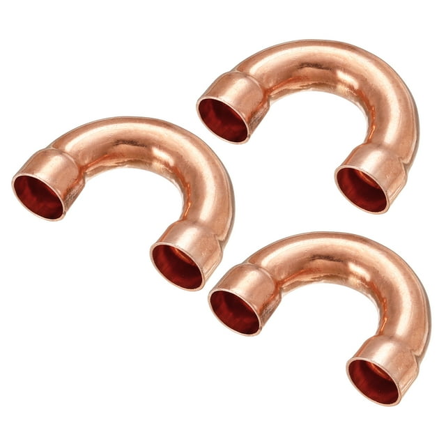 Codo U Forma 180 Grados Unique Bargains Tubería de Cobre Conexión 12,7mm Paquete de 3