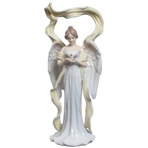 Angel Facing Front Holding Dove (Blue Dress) - Angels