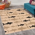 thumbnail image 2 of Sea Animals Decorative Rug, Monochrome Shark Illustration Fashion Maritime Illustration Aquatics, Quality Carpet for Bedroom Dorm and Living Room, 6 Sizes, Sand Brown, by Ambesonne, 2 of 4