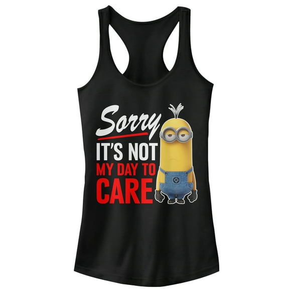 Junior's Despicable Me Minion Not Day to Care Racerback Tank Top Black 2X Large