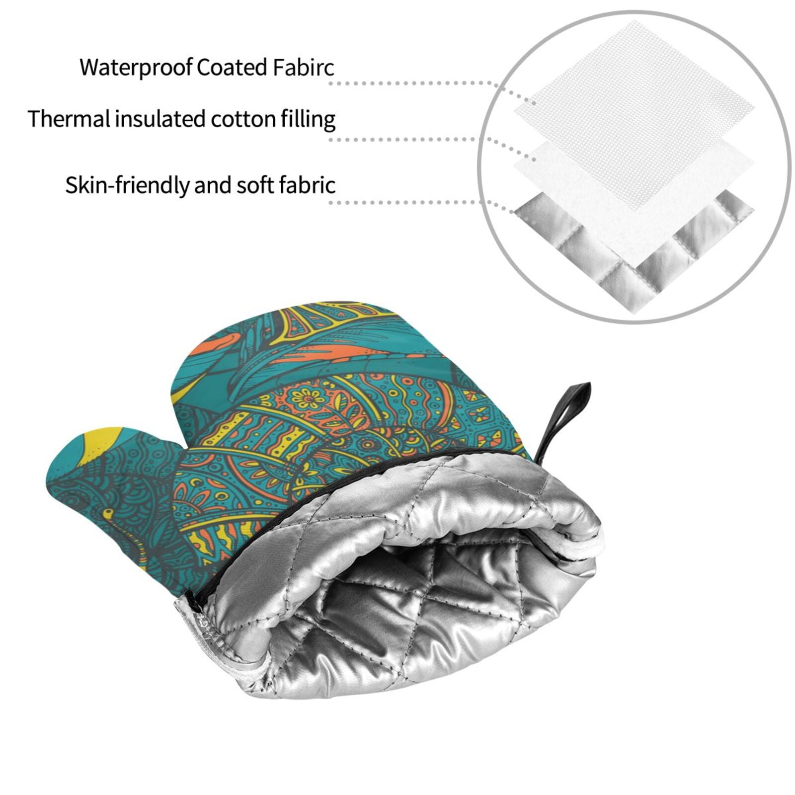 Ornamental Snails Abstract Snail 4Pcs Oven Mitts and Pot Holders Sets Oven Kitchen Gloves Hot Pads for Cooking BBQ Baking Grilling