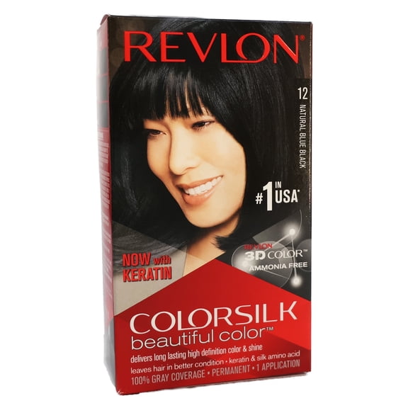 Revlon Colorsilk Beautiful Color Permanent Hair Color 12 Natural Blue Black, Pack of 1