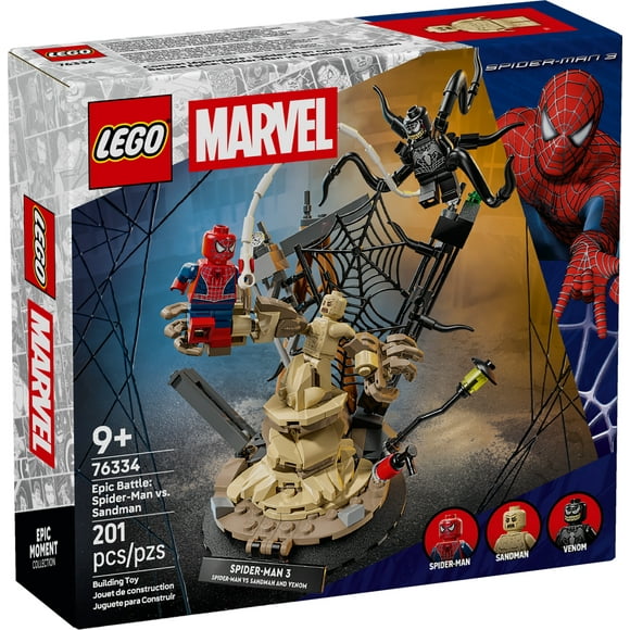 LEGO Marvel Epic Battle: Spider-Man vs. Sandman Building Toy for Boys & Girls - Super Hero Playset W/Venom, Sandman, & Spider-Man Minifigures - Gift Idea for Birthdays - Ages 9+ - 76334