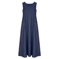 thumbnail image 4 of MaFYtyTPR Women's Sleeveless Denim Maxi Dresses Casual Loose Fit Crew Neck Side Pocket Lightweight Summer Dress Women Beach Dresses A-Dark Blue XXL, 4 of 6