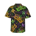 thumbnail image 3 of Uemuo Mardi Gras Surface Printed Regular Fit Short Sleeve Casual Hawaiian Shirt for Men,Aloha shirt,Tropical shirt,Floral print shirt,Vacation Beach shirt-Small, 3 of 9