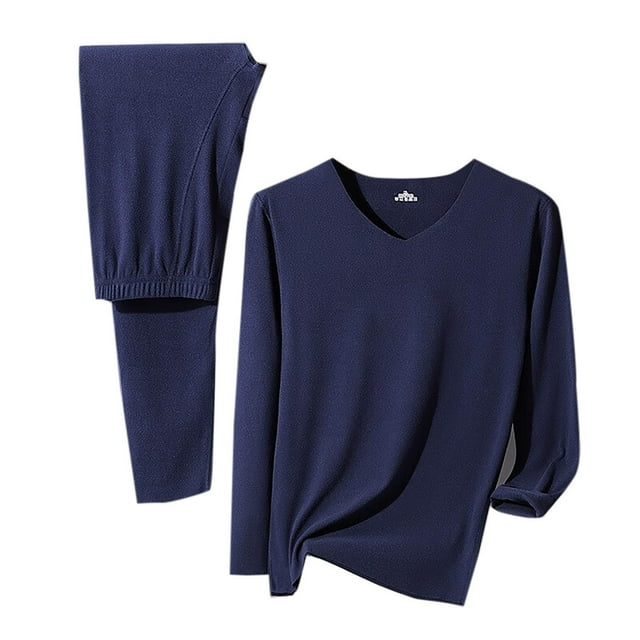 Pantalon Thermique pour Hommes Funicet, Pantalon Thermique pour Hommes, Ensemble de sous-Vêtements Thermiques Décontractés Unis pour Hommes à Enfiler, Col Rond, Haute Élasticité, Garde au Chaud