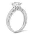 thumbnail image 2 of 1.06 ct Round Cut White Sapphire Solitaire with Simulated Diamond Accents 18K White Gold Womens Engagement Ring, 2 of 5