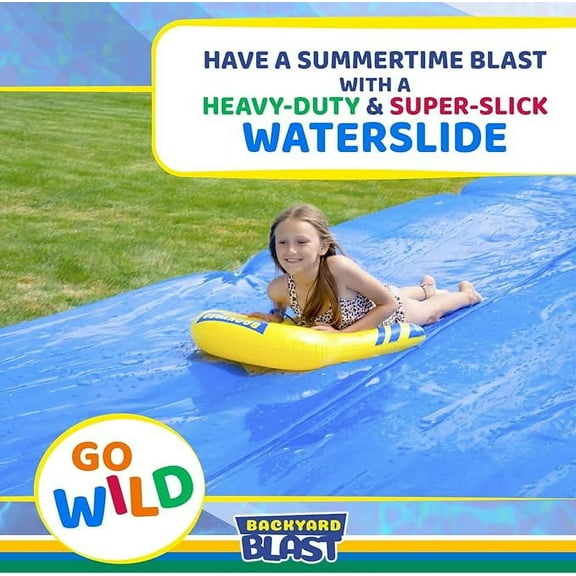 Giant Heavy Duty Waterslide - With Inflatable Riders - 75' Long