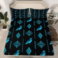 thumbnail image 2 of Feelyou Hippie Crow Damask Bed Sheets, Blue Bohemian Aztec King Sheets, 4-Piece, 2 of 7
