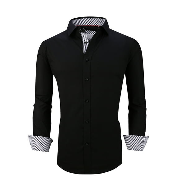 Damipow Mens Dress Shirt Regular Fit Long Sleeve Button Down Shirts for