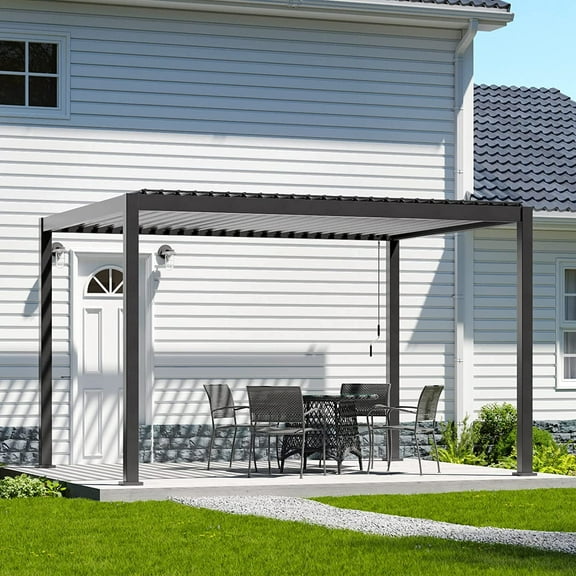 Mirador 111S 10'x13' Outdoor Pergola,Full Aluminum Frame w/Adjustable Louvered Roof, Charcoal