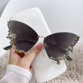 thumbnail image 1 of Gafas de sol de mariposa de cristal sin marco para mujer, gafas de sol sin montura, gafas de marca Vintage, gafas de diamantes brillantes, diseñador de lujo qiuyongming unisex, 1 of 2