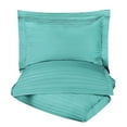 thumbnail image 2 of 600 Thread Count 100% Egyptian Cotton Stripe Duvet Cover & Pillow Shams, 3-Piece Duvet Cover Set by Blue Nile Mills, King/California, Teal, 2 of 4