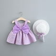 thumbnail image 2 of FRSASU Clearance Toddler Kids Girl Summer Bowknot Bowknot Checked Sling Dress with Hat, 2 of 9