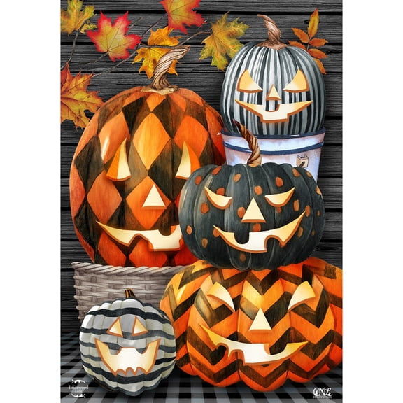 Briarwood Lane Halloween Garden Flag 12x18 For Outdoor Patterned Jack-O-Lanterns For Halloween Garden Flag Flags For Outside