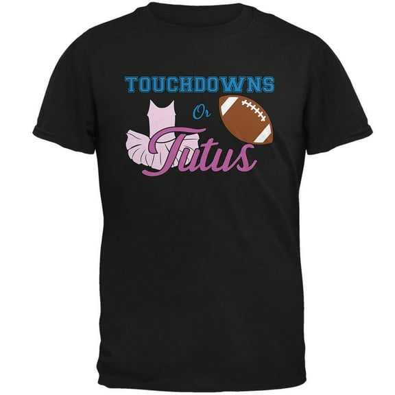 Gender Reveal Touchdowns or Tutus Ballerina Football Mens T Shirt Black 2XL