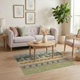 thumbnail image 3 of ODIKA 4'x6' Green Beige Retro Rainbow Arches Geometric Washable Area Rug Mid Century Modern Vertical Bands Leaf Motifs Stain Resistant, Low Pile, Easy Care for Dorm Room, Small Living, 3 of 7